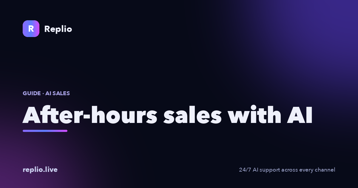After-hours sales with AI — a Replio guide to answering, qualifying and booking leads 24/7 on WhatsApp, Instagram and Telegram.