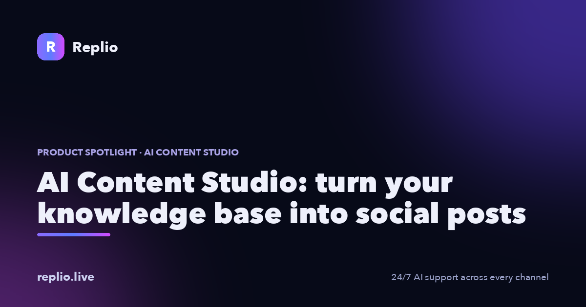 AI Content Studio: turn your knowledge base into social posts. How Replio drafts a week of social media posts from your knowledge base and publishes them after you approve.