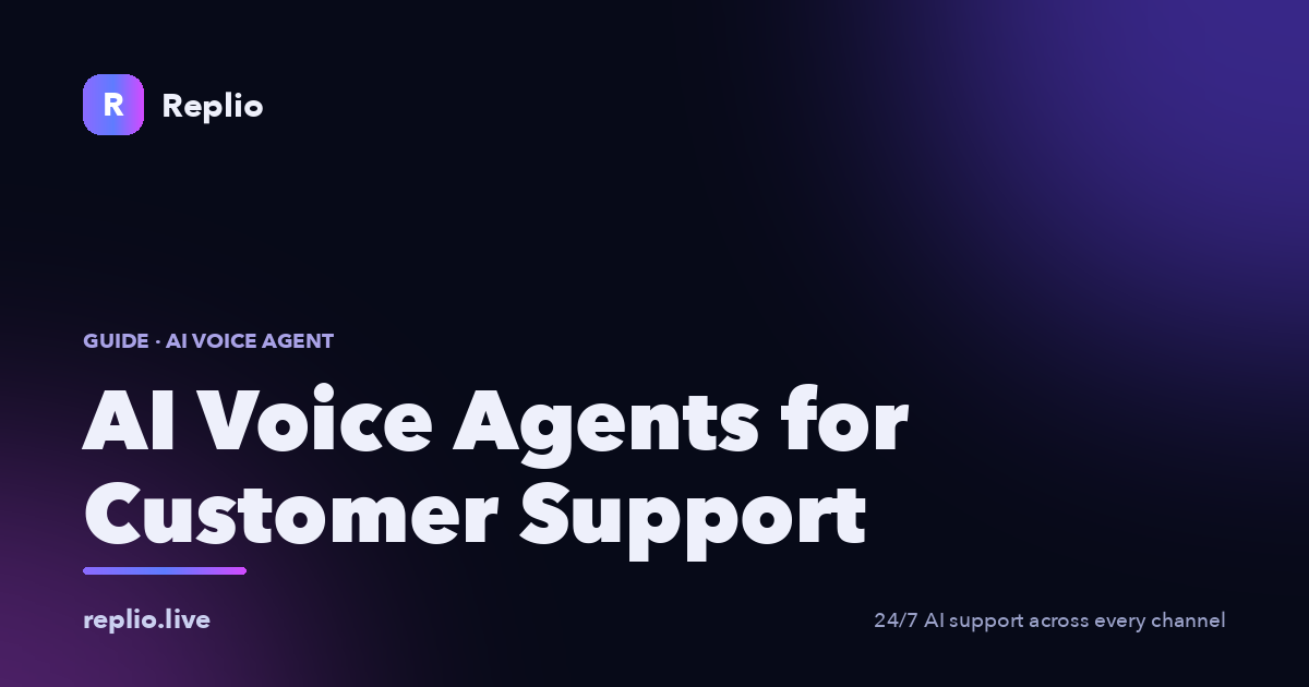 AI voice agents for customer support — a Replio guide to phone calls answered 24/7 from your own knowledge base.
