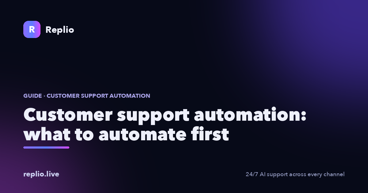 Customer support automation: what to automate first, a Replio guide to which support tasks to hand to AI and which to keep with people.