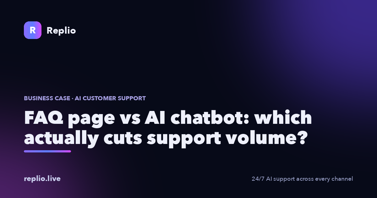 FAQ page vs AI chatbot: which actually cuts support volume? — why self-service deflection fails and what an AI support agent does differently.